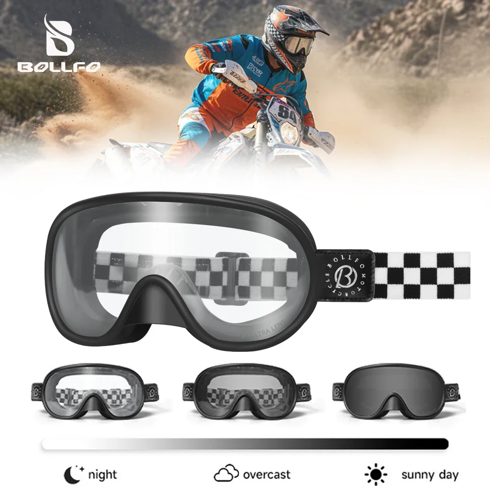 Vintage Cycling Gear - Vintage motosiklet gözlüğü gözlük üstü fotokromik