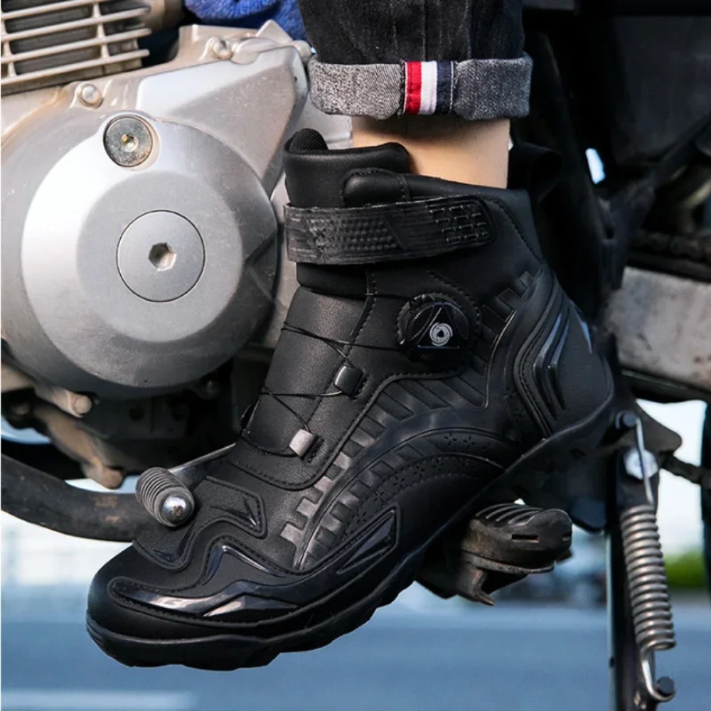 Cycling Gear Black - Siyah Retro Motosiklet Botları Erkek Motosiklet