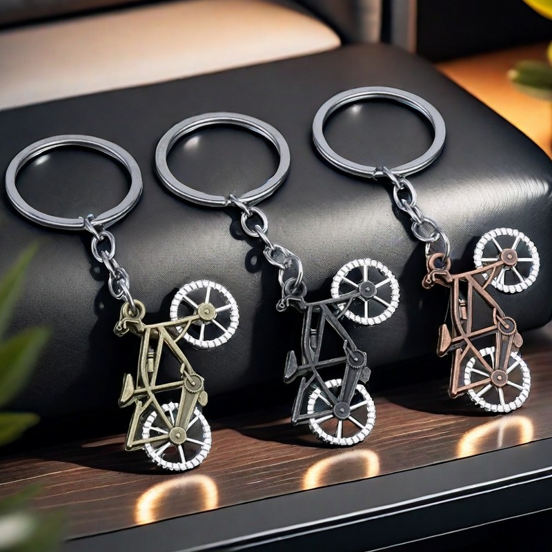 Yellow Cycling Gear - 3D Üç Boyutlu Metal Bisiklet Anahtarlık