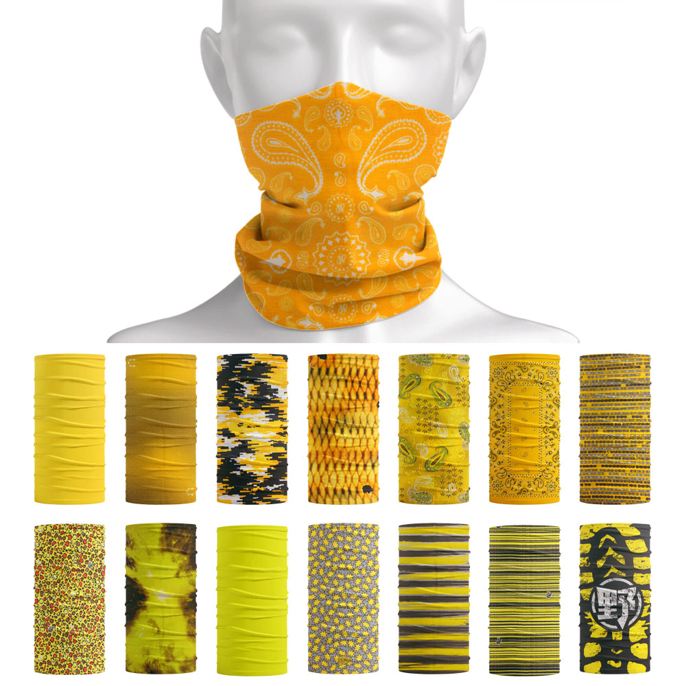 Parlak renk tüp atkısı kadınla - Yellow Cycling Gear incelemesi ve fiyatı